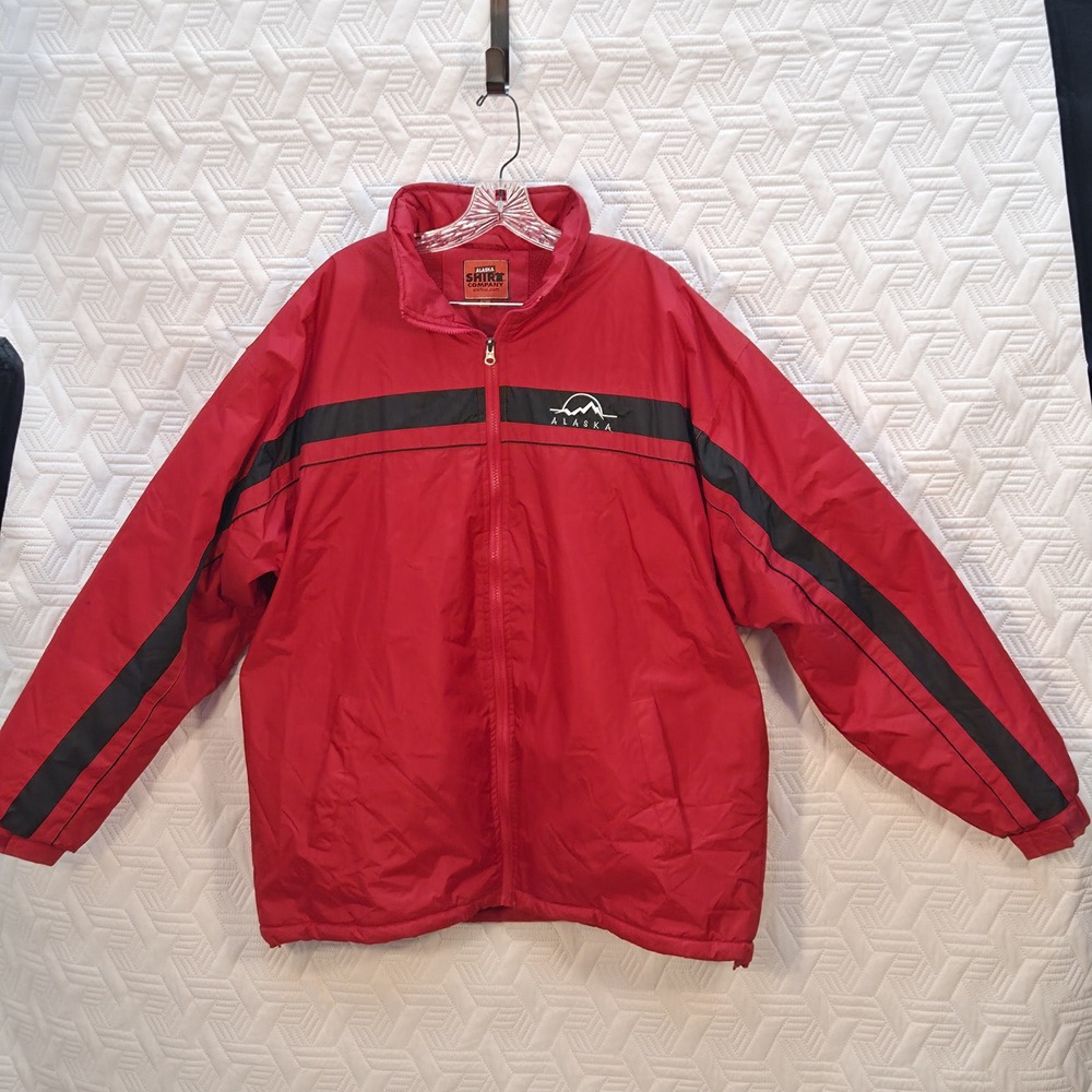 Alaska Shirt Company coat Mens Red Fleece Lined Hooded Zip Up.Cozy activewear XL